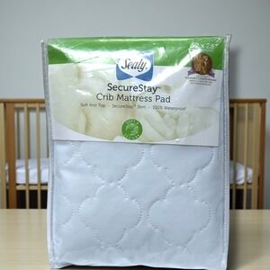 Sealy Crib Mattress Pad‎ Knit Top Waterproof Fitted White 52x28 - New!